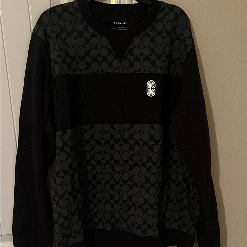 Authentic Coach Black and Gray Men's Crewneck Sweater